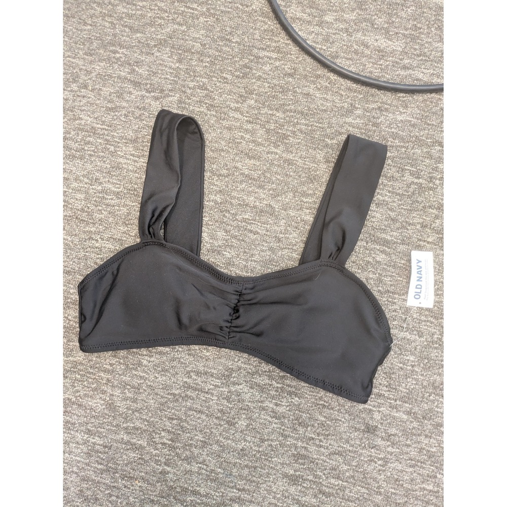 NEW Old Navy Bikini Top Women's S Black Cinched Front Wide Strap Swim